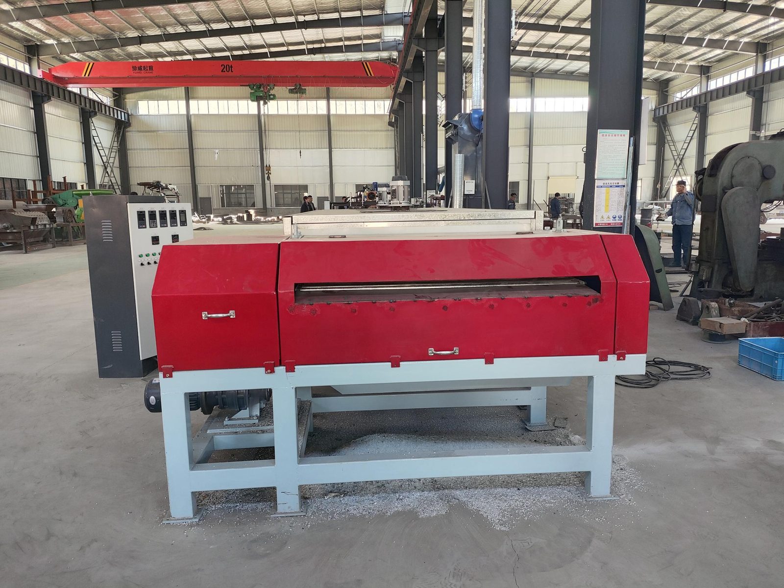 Glass removal machine operating on a solar module